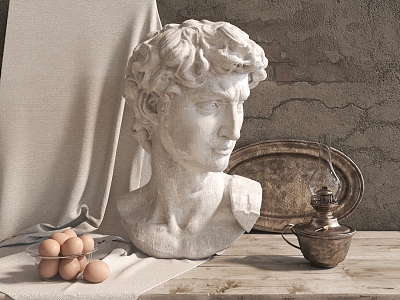 European Style Plaster Head Sculpture of David model