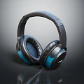 High Quality Electronic Over Ear Headphones With Black And Blue Design