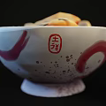 Traditional Chinese Dumplings Served In Ceramic Bowl With Chopped Green Onions