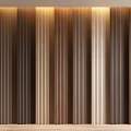 Modern Wooden Vertical Slat Wall Paneling With Warm Tones And Soft Lighting