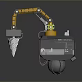 Orange Mechanical Arm 3D Model With Drill Bit And Control Console Components 3d model