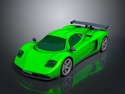 Green Sports Car With Sleek Modern Design Rear Spoiler Aerodynamic Body And Reflective Surface 3d model