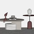 Modern Coffee Table With Marble Base Sculpture And Books On Top