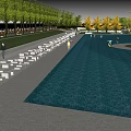Serene Park Landscape With Green Lawn Circular Pathway And Colorful Trees People Relaxing