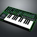 Professional Electronic Music Keyboard With Black White Keys Green Knobs And Control Interface 3d model