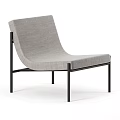 Modern Gray Fabric Armchair with Black Metal Legs and Sleek Design