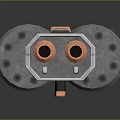 Futuristic Sci Fi Weapon With Metallic Blue Silver Body And Copper Rings Design