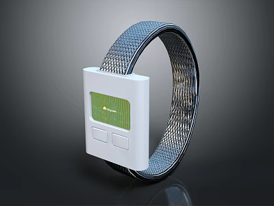 Modern Smart Watch Featuring White Square Dial Green Screen And Metal Mesh Band 3d model