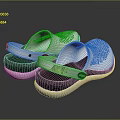 Comfortable White Perforated Casual Clogs With Black Sole And Breathable Design 3d model
