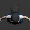 Anime Style 3D Character Model In Sailor School Uniform With Pleated Skirt And Thigh High Socks