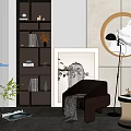 Modern Single Sofa Bogu Rack Leisure Chair Combination 3d model