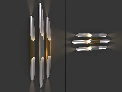 Modern Metal Wall Lamps With Sleek Tubes And Illuminated Warm Glow 3d model