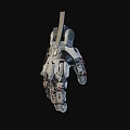Futuristic Mechanical Arm Game Movie Character Featuring Metallic Texture Joint Details And Connected Wires