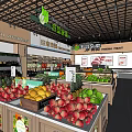 Supermarket Grocery Store With Fresh Fruits Vegetables Meat Section And Product Shelves