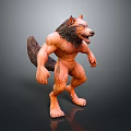 3D Fantasy Character Design Of Muscular Humanoid Werewolf Creature With Fierce Features