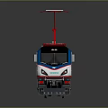 Detailed Electric Train Model With American Flag Red Pantographs And Gray Background