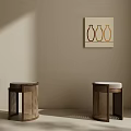 Modern Woven Rattan Stools With Soft Cushion For Warm Minimalist Neutral Home Interior Decor