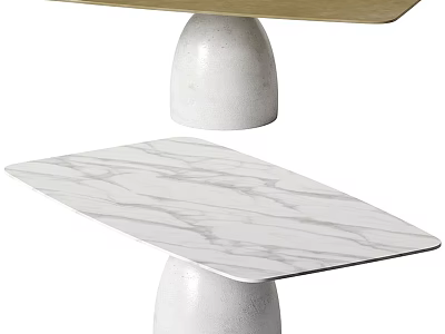 Elegant Modern Dining Table Design With White Base And Smooth Marble Top Surface 3d model