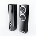 Black Glossy Floor Standing Speakers With Silver Drivers Modern Home Audio System