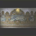 Scenic Landscape Tile Wall Design With Intricate Floral Patterns And Natural Scene Details