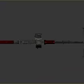 Twin Machine Gun Weapon With Tripod Stand Red Silver Components And Drum Magazine