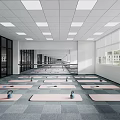 Spacious Fitness Gym Interior With Workout Equipment Dumbbells Barbells And Training Area