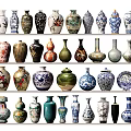 Assorted Ceramic Vessels Including Vases Jars Plates With Various Colors Decorative Patterns And Shapes