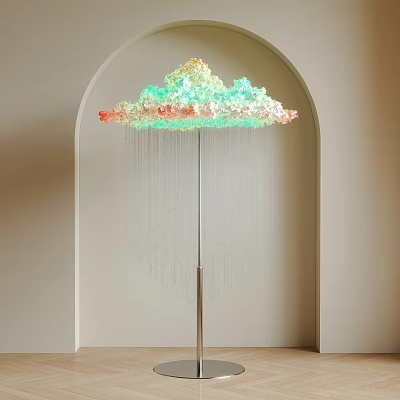 Cloud Shaped Floor Lamp with Vibrant Colors and Dangling Details in Arched Space 3d model Cloud Shaped Floor Lamp with Vibrant Colors and Dangling Details in Arched Space 3d model