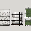 Different Types of Scaffolding Structures with Metal Frames and Safety Platforms for Construction