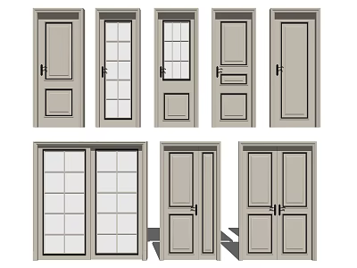 Various Interior Swing Door Designs With Glass And Solid Panel Options 3d model