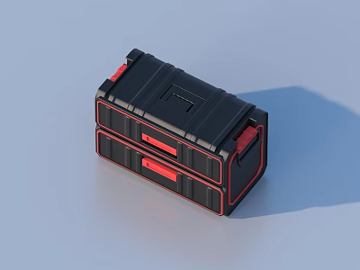 Practical Black Toolbox With Red Details Double Layer Clasp Design Storage Organizer 3d model