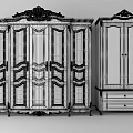 Ornate Wooden Wardrobe With Classic Carved Designs Multi Door And Drawer Storage