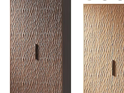 Elegant Modern Wardrobe Interior With Textured Wooden Surface And Slim Handle 3d model