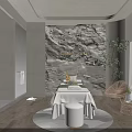 Luxurious SPA Sauna Interior With Natural Stone Wall Soft Lighting And Green Plants