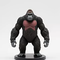 Gorilla Sculpture 3D Model With Standing Pose Brown Fur Pink Chest And Black Base