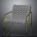 Modern Woven Fabric Chair with Gold Metal Frame and Comfortable Seat Backrest