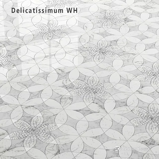 White Gray Repeating Intricate Floral Pattern For Decorative Wallpaper Design 3d model