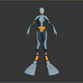 3D Character Model In Diving Suit With Flippers And Weapon Design 3d model