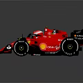Red Ferrari Formula 1 Car With Shell Logo Number 16 And Black Rear Wing