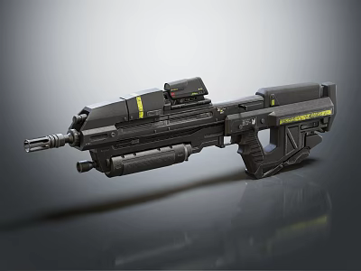 Futuristic Black Sci Fi Rifle With Scope And Yellow Accents Design 3d model Futuristic Black Sci Fi Rifle With Scope And Yellow Accents Design 3d model