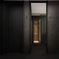 Elegant Modern Public Restroom Interior With Marble Countertops Large Mirrors And Dark Tile Walls