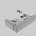 Elegant Modern Gray And Brown Velvet Sofa Bed With Pillows And Blankets