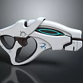 Futuristic White Pistol Style Weapon With Sleek Design And Blue Glowing Elements 3d model