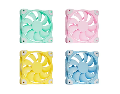 Colorful Square Air Conditioner Fan With Compact Blade And Decorative Design 3d model