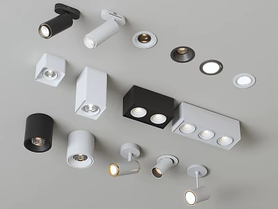 Modern Downlights and Spotlights in Black White Finishes for Home Lighting 3d model
