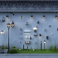 Diverse Lighting Fixtures Collection Featuring Various Wall Mounted and Hanging Lamps with Green Plants