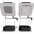 Ceiling Mounted Air Conditioner Fan With Open And Closed Panel Designs In White And Black