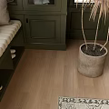 Dark Green Walk-in Closet with Bench Pillows Folded Towels Large Windows and Pampas Grass