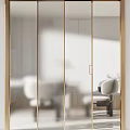Modern Glass Sliding Doors With Gold And Black Frames For Home Interior Design