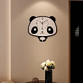 Cute Panda Shaped Wall Clock On Beige Wall 3d model
